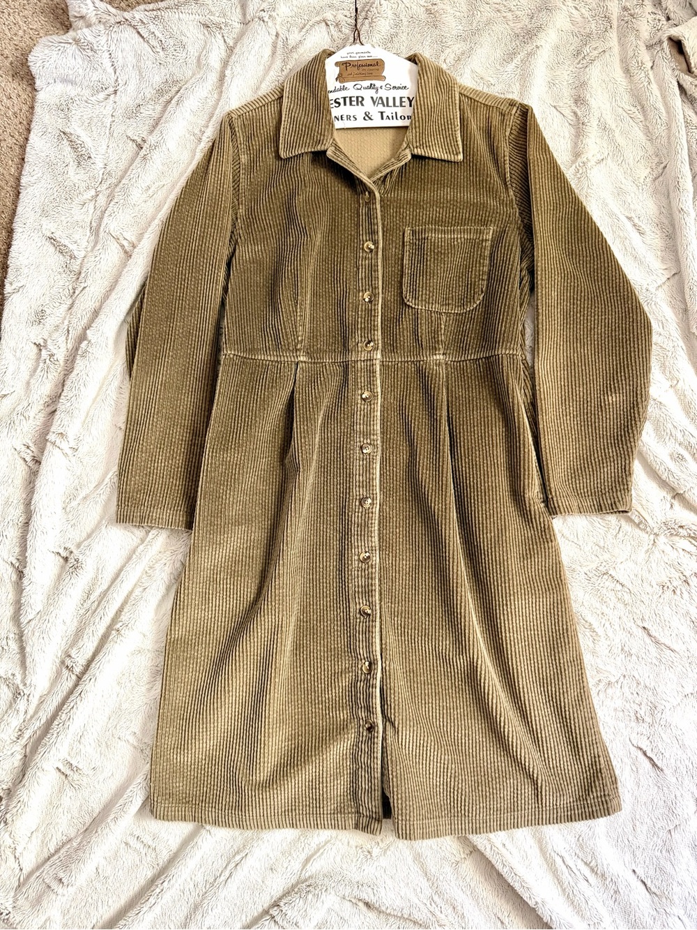 L.L. Bean Heritage Corduroy Shirt Dress Women's 12 Regular Brown Cabincore Fall